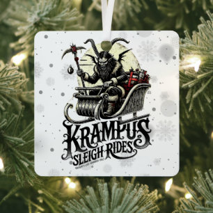 Adorno Metálico Feliz Navidad Krampus Paseos en Trineo