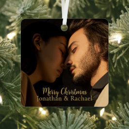 Adorno Metálico Feliz Navidad linda pareja foto guión moderno