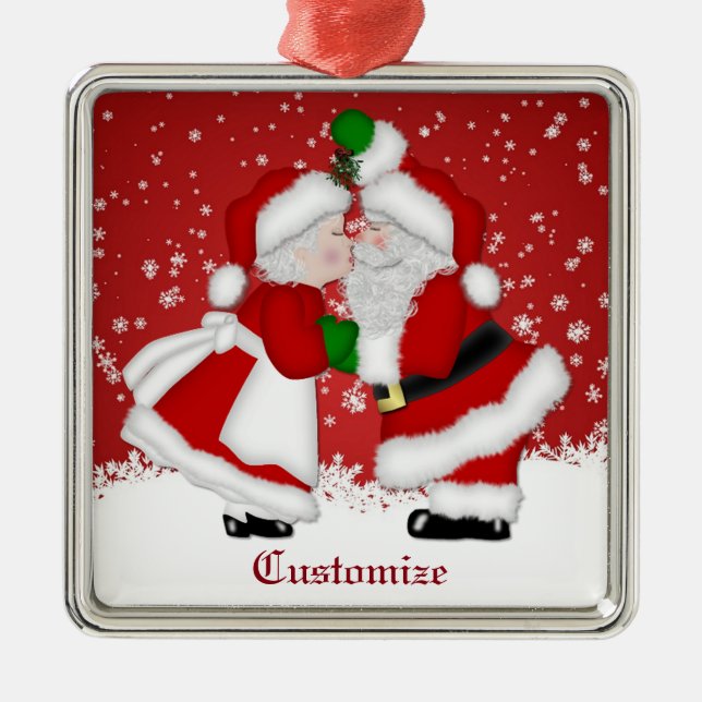 Adorno Metálico Feliz Navidad Mistletoe Santa (Frente)