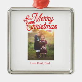 Adorno Metálico Feliz Navidad, niños del arco rojo foto moderna el