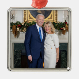Adorno Metálico Feliz Navidad, Presidente Joe Biden y Primera Dama
