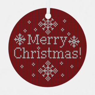Adorno Metálico Feliz Navidad Red & White Faux Knit