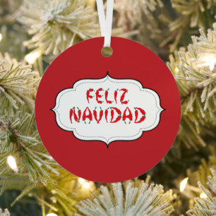 Adorno Metálico Feliz Navidad rojo Chile