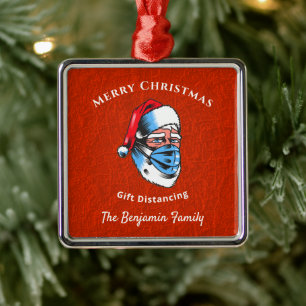 Adorno Metálico Feliz Navidad Santa Claus máscara facial