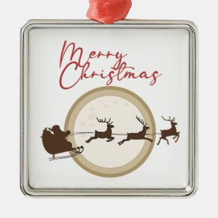 Adorno Metálico Feliz Navidad Santa Sleigh Deer