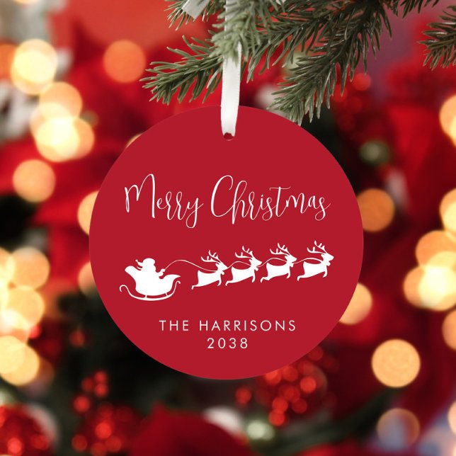 Adorno Metálico Feliz Navidad Santa Sleigh Foto Rojo (Subido por el creador)