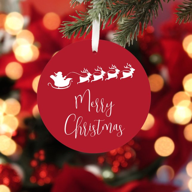 Adorno Metálico Feliz Navidad Santa Sleigh Rojo Personalizado (Subido por el creador)