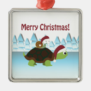 Adorno Metálico Feliz Navidad! Tortuga y caracol