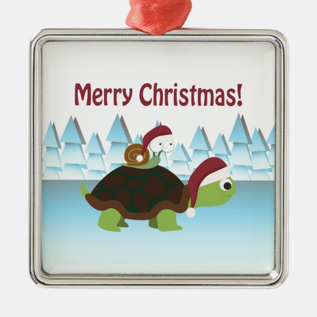Adorno Metálico Feliz Navidad! Tortuga y caracol (Frente)