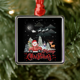 Adorno Metálico Feliz Navidad Vintage Red Santa Camión Regalos