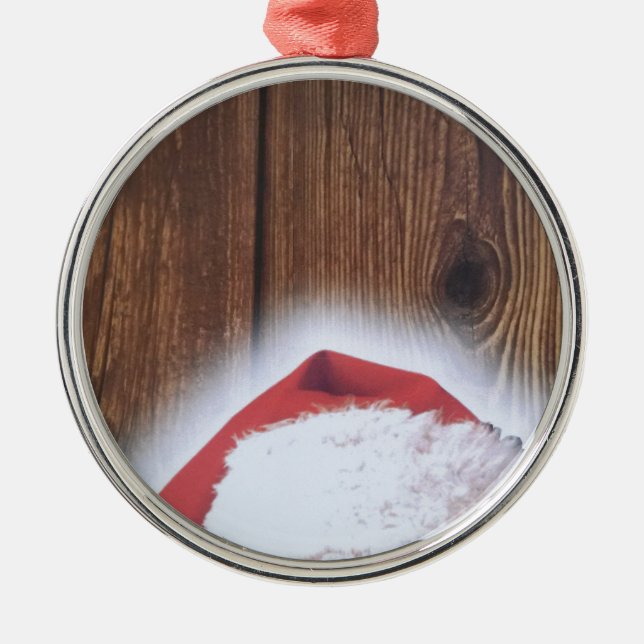 Adorno Metálico Feliz Nochebuena, Gorra de Santa María (Frente)