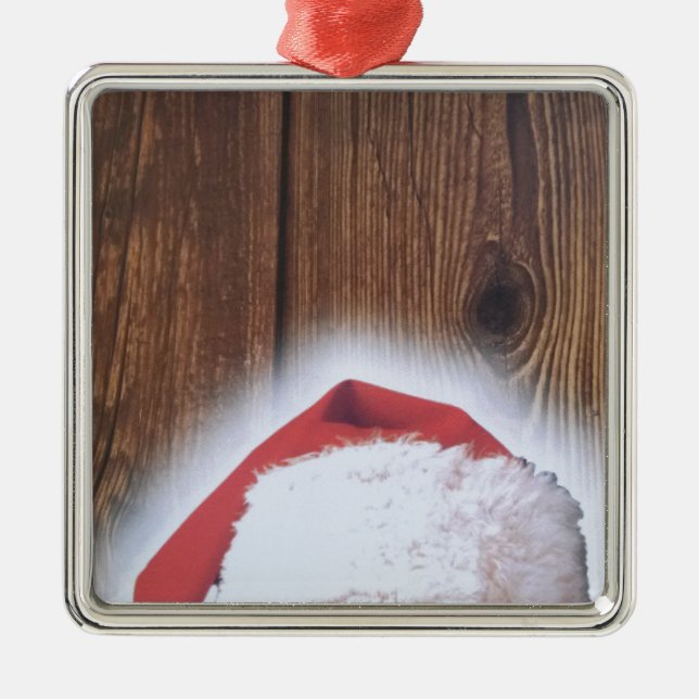 Adorno Metálico Feliz Nochebuena, Gorra de Santa María (Frente)