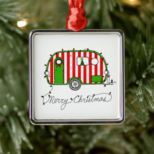 ADORNO METÁLICO **FELIZ ORNAMENTE DE NAVIDAD DEL CAMPER** (Árbol)