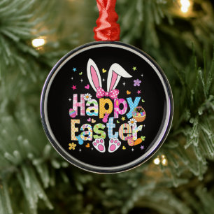 Adorno Metálico Feliz Pascua 2026 Conejito Lindo Conejo