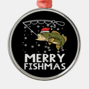 Adorno Metálico Feliz Pescado de Navidad Pesca de Navidad 