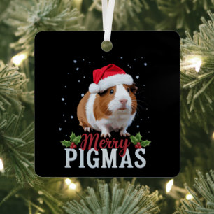 Adorno Metálico Feliz Pigmas divertido conejillo de indias Navidad