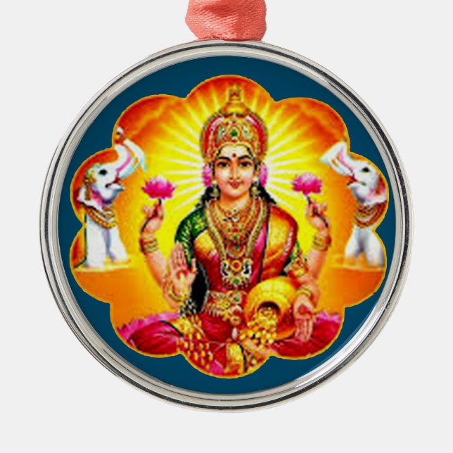 Adorno Metálico Feliz regalo de Diwali Ideas de diosa hindú lakshm (Frente)