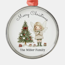 Adorno Metálico Feliz regalo personalizado de hadas navideñas y ár