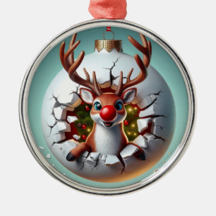 Adorno Metálico Feliz reno navideño