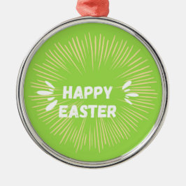 Adorno Metálico Feliz texto de Pascua al verde