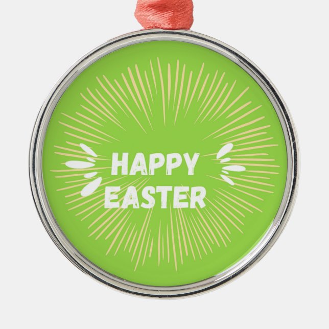 Adorno Metálico Feliz texto de Pascua al verde (Frente)