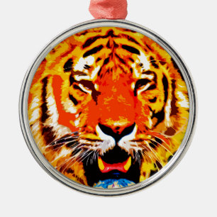 Adorno Metálico Feroz Naranja brillante tigre siberiano