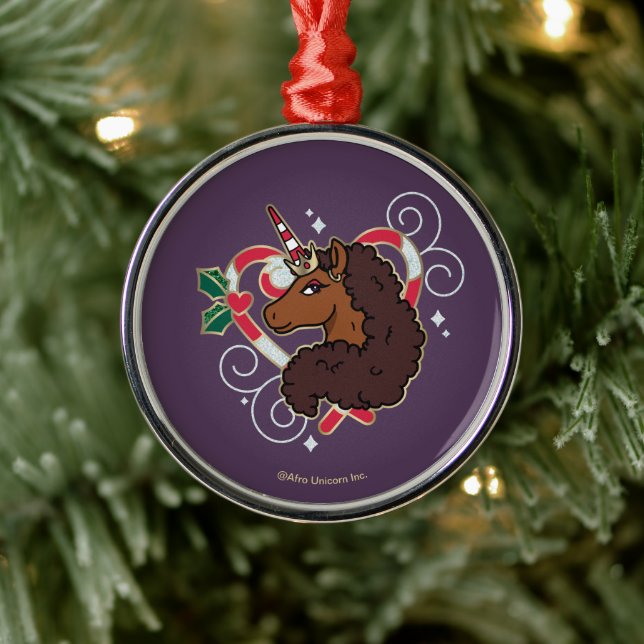 Adorno Metálico Festividad cardíaca de caramelo de caramelo Afro U (Árbol)