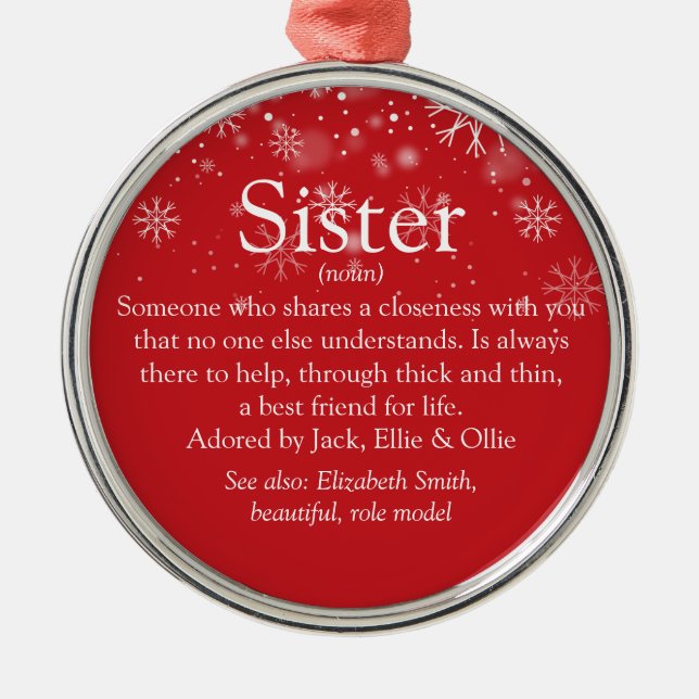 Adorno Metálico Festividad de Navidades de definición de hermanas (Frente)
