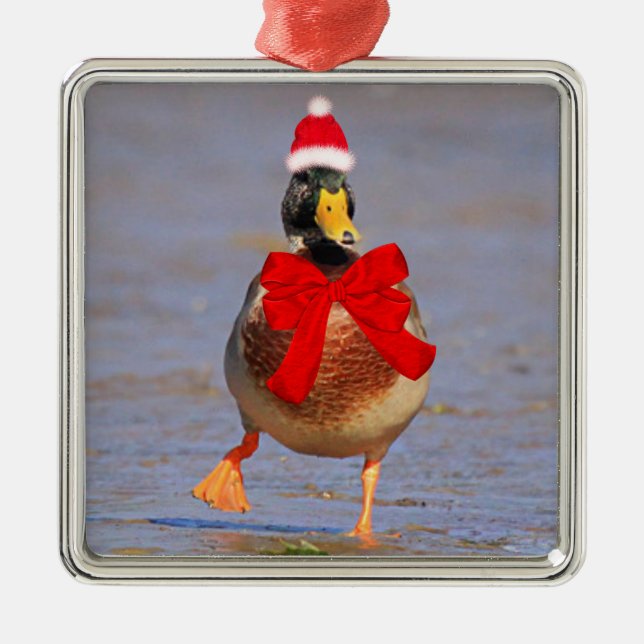Adorno Metálico Festividades Navidades del pato mallard (Frente)