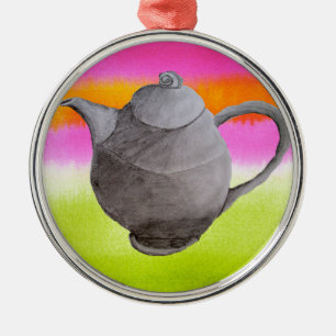 Adorno Metálico Fiesta de té del arco iris de Teapot