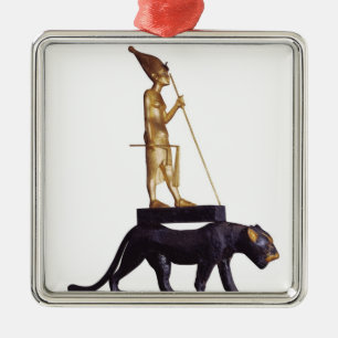 Adorno Metálico Figurilla del rey sobre un leopardo