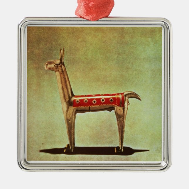 Adorno Metálico Figurina de la Llama Plata, del Perú, después de 1 (Frente)