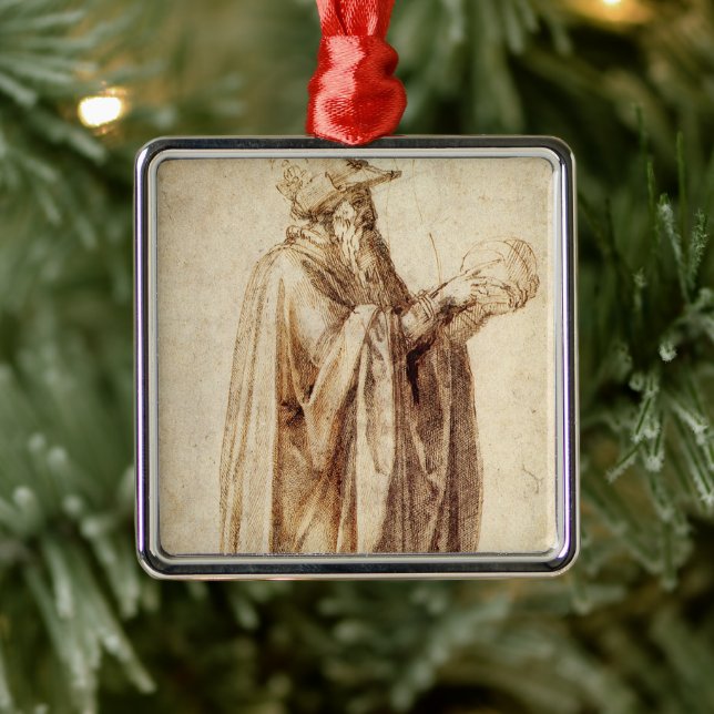 Adorno Metálico Filósofo griego con cráneo humano de Michelangelo (Árbol)
