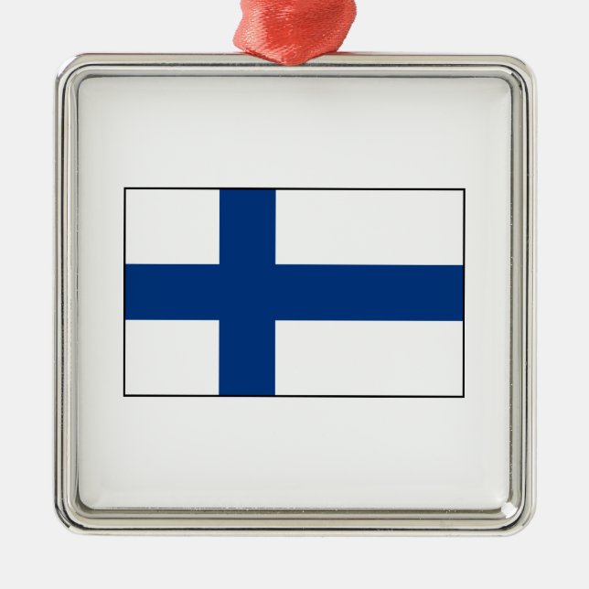 Adorno Metálico Finlandia - bandera finlandesa (Frente)