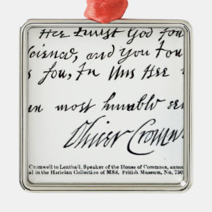 Adorno Metálico Firma Oliver Cromwell, de manuscrito