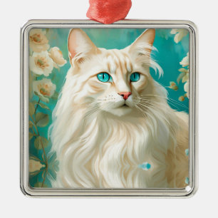 Adorno Metálico Flame Lynx Point Siamese Retrato Art