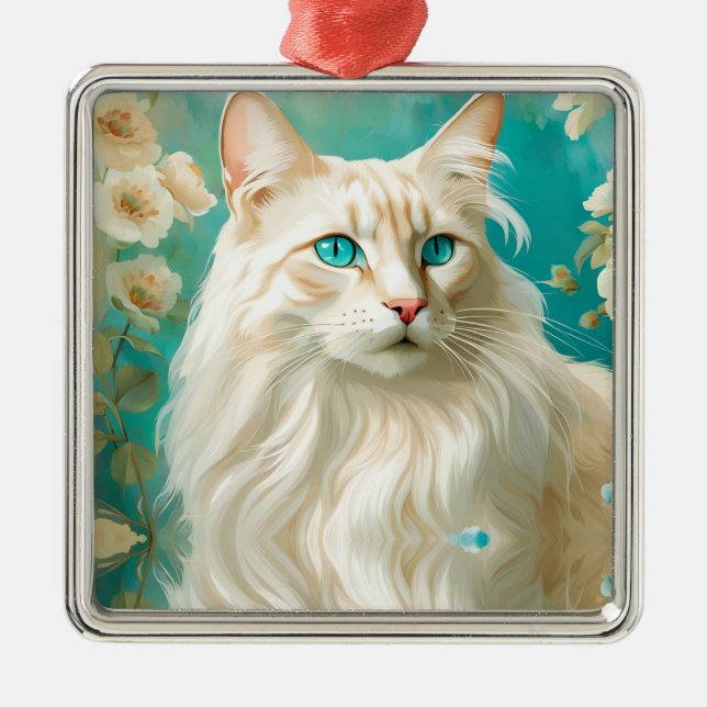 Adorno Metálico Flame Lynx Point Siamese Retrato Art (Frente)