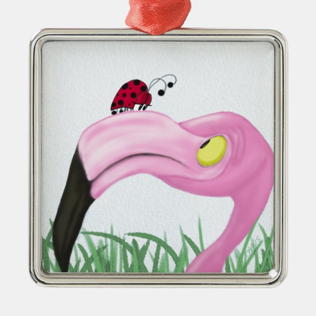 Adorno Metálico Flamingo rosa bonito (Frente)