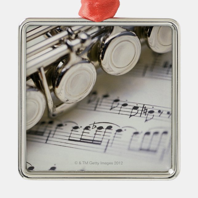 Adorno Metálico Flauta en partitura (Frente)