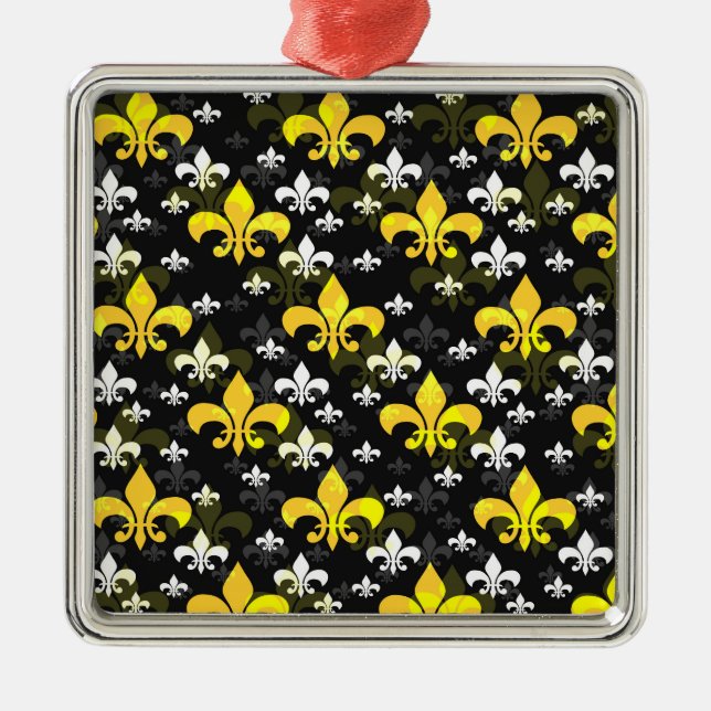 Adorno Metálico Fleur Blanco Amarillo De Lis (Frente)