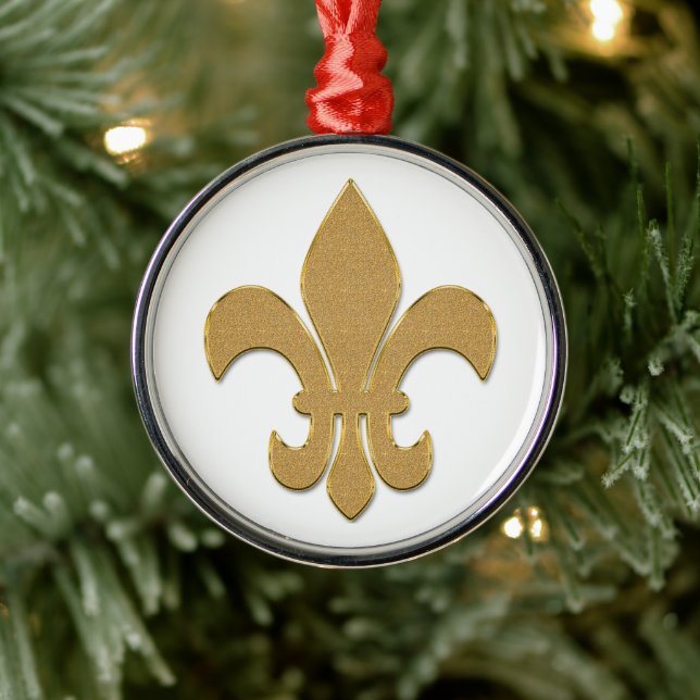 Adorno Metálico Fleur de lis en Glittering Gold (Árbol)