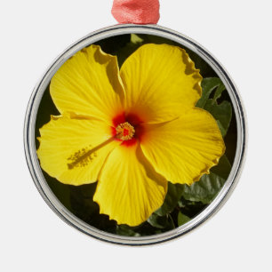 Adorno Metálico Flor amarilla hibiscus