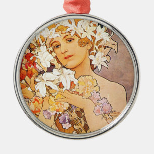 Adorno Metálico Flor de Alphonse Mucha