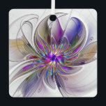 Adorno Metálico Flor de arte fractal enérgica y colorida<br><div class="desc">Una flor multicolor y potente de fantasía,  un arte fractal floral único. Diseño para su adorno metalizado cuadrado y más.</div>