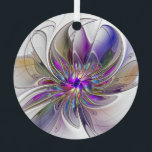 Adorno Metálico Flor de arte fractal enérgica y colorida<br><div class="desc">Una flor de fantasía multicolor y potente,  un arte fractal floral único. Diseño para su adorno metalizado redondo y más.</div>
