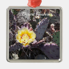 Adorno Metálico Flor de cactus amarilla en primavera