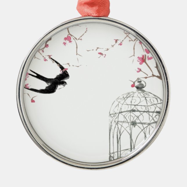 Adorno Metálico Flor de cerezo, tragos, diseño de jaulas de aves (Frente)