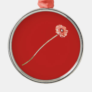 Adorno Metálico Flor de Gerbera Roja Pálida