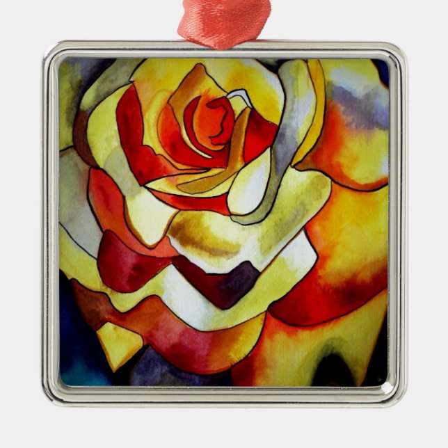 Adorno Metálico Flor de la acuarela original de la Freesia amarill (Frente)