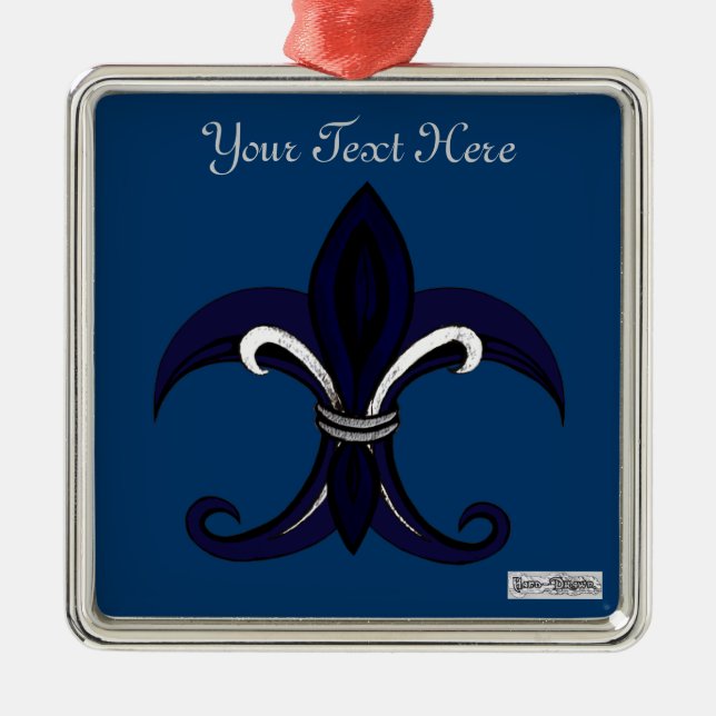 Adorno Metálico Flor de lis azul/plata (Frente)
